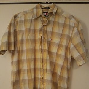 Tommy Hilfiger - Mens Small Yellow Plaid Button Up